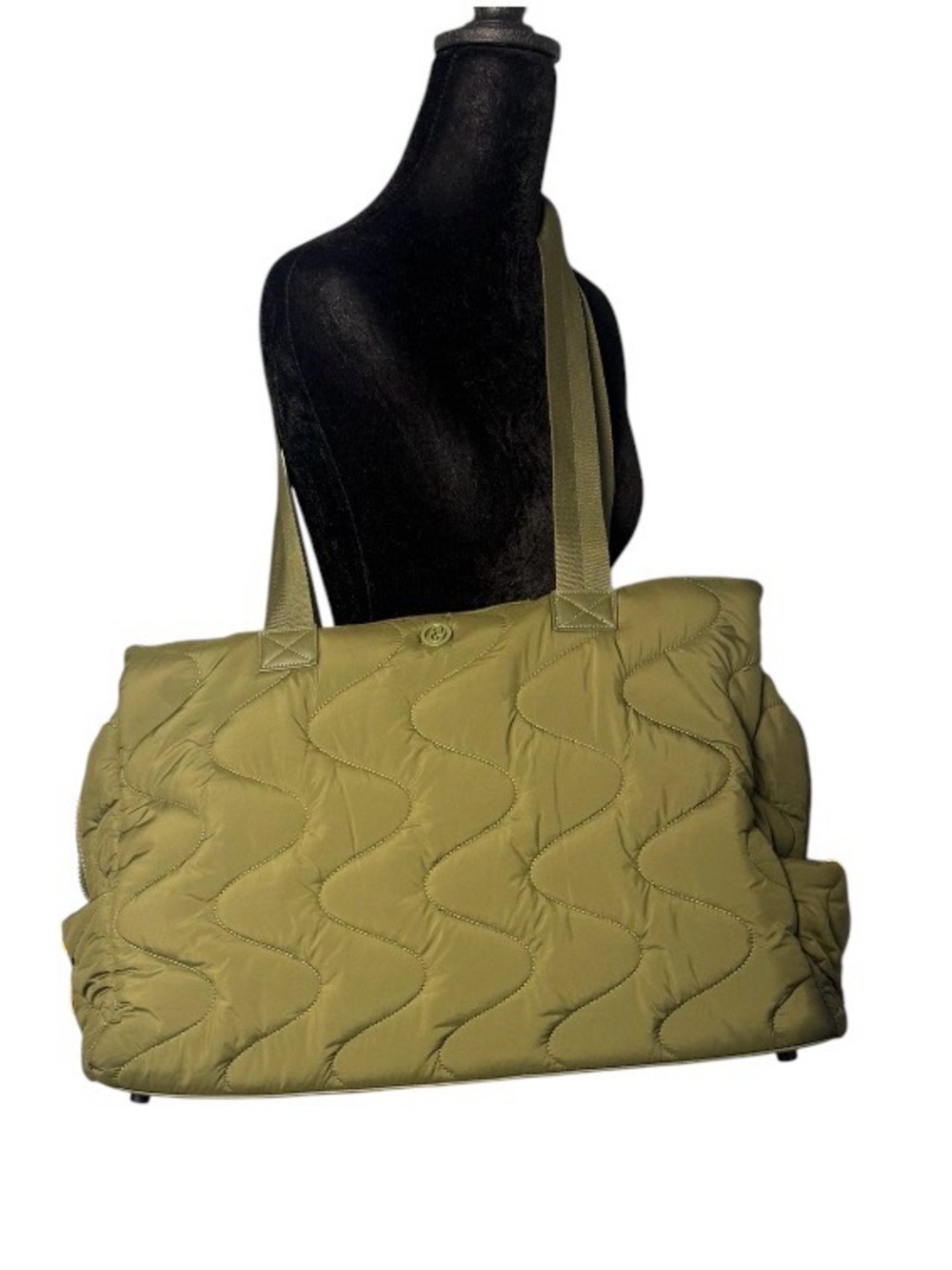 Joan‎ & David  Olive Green Puffer Overnight Travel Bag Laptop Tote 20x13x7